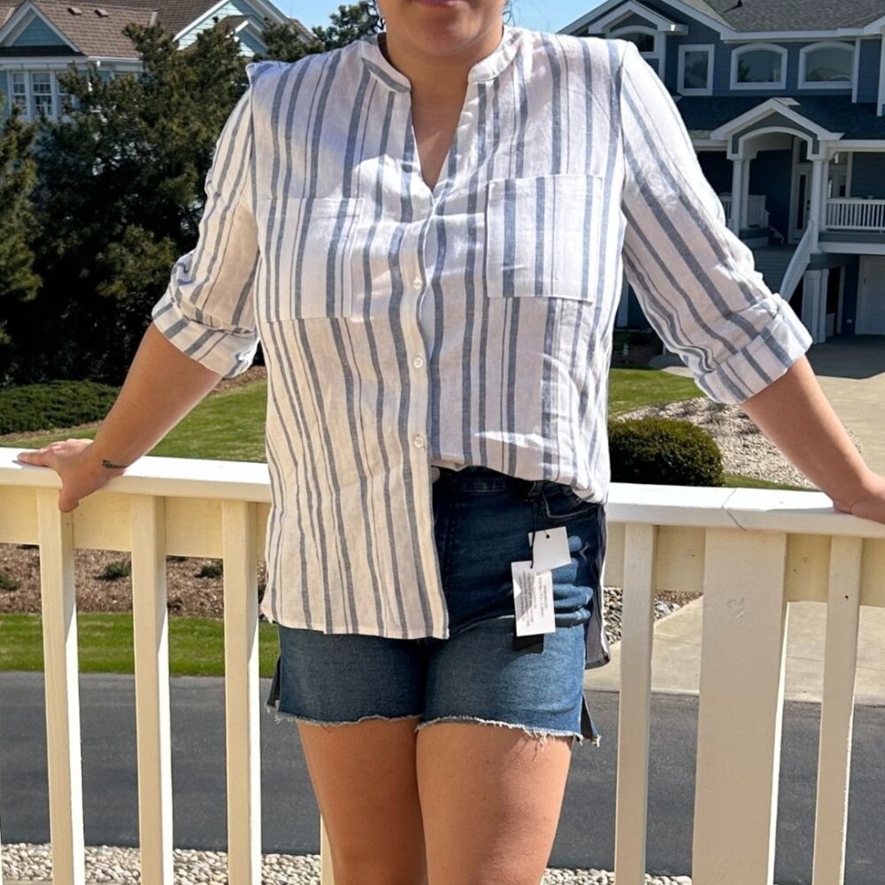 Nine West - Striped Linen Shirt